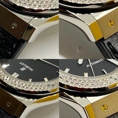 極美品 HUBLOT ウブロ クラシックフュージョン 511.NX.1171.LR.1104 ダイヤベゼル チタニウム ラバー＆アリゲーター 自動巻き シースルー