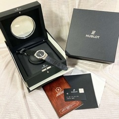 極美品 HUBLOT ウブロ クラシックフュージョン 511.NX.1171.LR.1104 ダイヤベゼル チタニウム ラバー＆アリゲーター 自動巻き シースルー