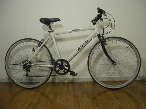 GRAPHIS クロスバイク ホワイト 池商 クロスバイク 26インチ シマノ 6段変速 700C 全18色 自転車 通勤