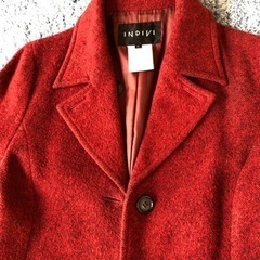 INDVI 赤色　ロングコート　中古　クリスマスカラー