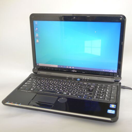 即使用可 ブラック ノートパソコン 中古良品 15.6型 富士通 AH54/D 第2世代Core i3 4GB 640GB DVDRW 無線LAN カメラ Win10 Office
