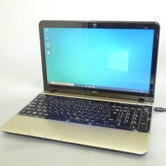 新品SSD ゴールド ノートパソコン 中古美品 15.6型 NEC PC-LS150LS6G 第2世代 Core i5 8GB DVDマルチ 無線 WiFi カメラ Win10 Office