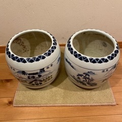 ②昭和レトロ　火鉢　水鉢　陶器
