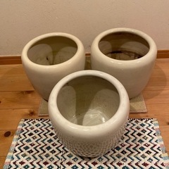 ③昭和レトロ　火鉢　水鉢　陶器製　３個