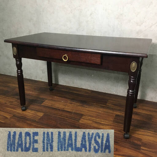 ⭕⭕⭕ PH6/84　マレーシア家具 引き出し キャスター 木製 Made in Malaysia 英国風 テーブル 机 センター サイド ダイニング ⭕⭕⭕