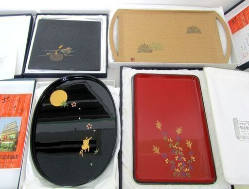 輪島塗 4点 お盆 菓子器 玉峰作 塩徳屋漆器 小判盆 工芸品 札幌市北区