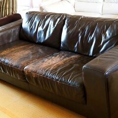 ◆ヴィンテージ感が◎ moda en casa　総本革張り　２．５人掛けソファ　モーダエンカーサ ブラウン系◆