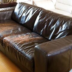 ◆ヴィンテージ感が◎ moda en casa　総本革張り　２．５人掛けソファ　モーダエンカーサ ブラウン系◆