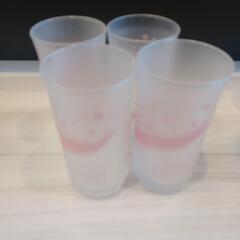 ビールグラス　小グラス　4個　桜柄　新品　未使用