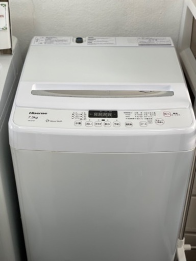 送料・設置込み　洗濯機　7.5kg Hisense 2018年