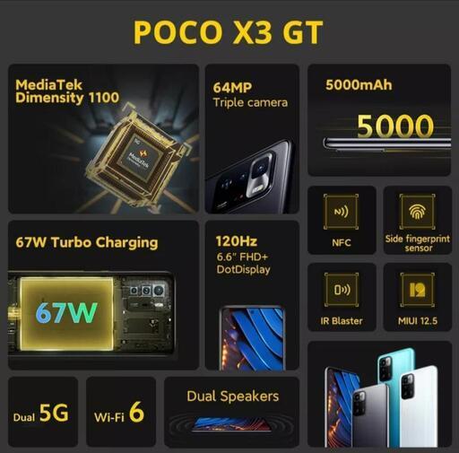 【値下げ】新品 POCO X3 GT 8GB/128GB ブラック/設定お手伝い無料
