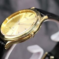 【苫小牧Banana】美品 GS グランドセイコー SBGS002 18KT 金無垢 9581-7000 QZ腕時計 電池交換済み/クロコベルト/研磨済み 現品限り♪