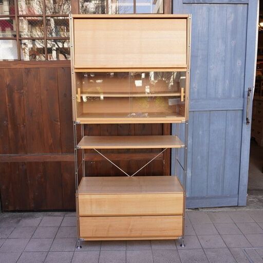 無印良品 Muji の人気のタモ材 ステンレスユニットシェルフ ボックス フラップ扉 ガラス引き戸 引出し 2段付 です ちょっとした食器棚 ココエルマ 中央大学 明星大学の収納家具 食器棚 キッチン収納 の中古あげます 譲ります ジモティーで不用品の処分