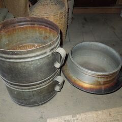 アンティーク　昭和レトロ　羽釜と蒸籠（金製）　セイロ