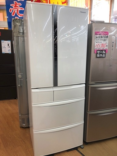 【店頭受け渡し】Panasonic6ドア冷凍冷蔵庫　451L  NR-FVF453-W形　2018年製　中古品
