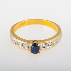 K18/Pt900 サファイア・ダイヤモンド リング 品番r21-39