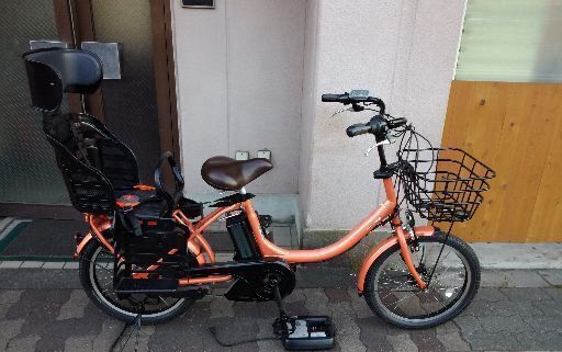 [YAMAHA]PAS Babby 20吋子供乗せ電動アシスト自転車 6.2Ahバッテリー+ 充電器+スペアーキー3本付き(オレンジ)