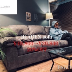 ☑️メルカリSOLD ローラアシュレイ座り心地神BLADENソファーアメリカサイズ3人掛けエスハウス