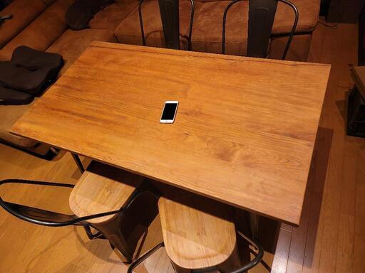ダイニングテーブル(天然木天板) 椅子4脚セット