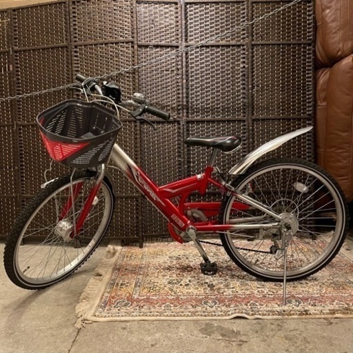 【売約済み】　マウンテンバイク　自転車　子供用　子ども　キッズ　バイク　i-speed サイクル　キッズバイク　24インチ　赤　レッド　黒　ブラック　Shimano シマノ　6段変速　LEDライト