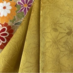 振袖 美品 名品 かわいい 桜 手毬 金糸 金彩 黄土色 袷