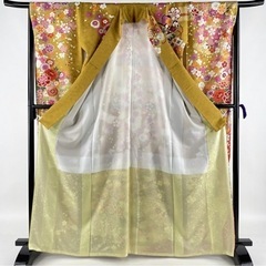 振袖 美品 名品 かわいい 桜 手毬 金糸 金彩 黄土色 袷