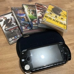 【ネット決済・配送可】PSP1000 ブラック本体＋カセット5本セット