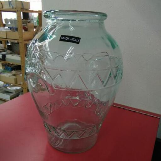 特大サイズ)イタリア製 アンティーク風 グリーンガラス 花瓶 フラワー