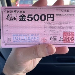 上州屋ギフト券　500円20枚　釣り