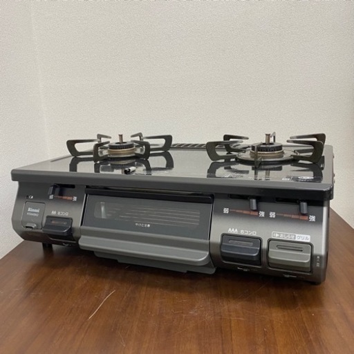 1/11 終【高年式】2020年製 Rinnai ガステーブル RTE640BK 2R LPガス用 2口 右強火 ガスコンロ ガステ 料理 調理 リンナイ 菊倉TK