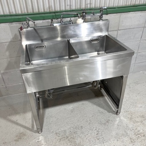 ２槽シンク　中古　業務用　ステンレス