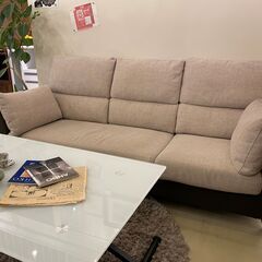 宇都宮でオシャレな家具を探すなら『オトワリバース！』ソファ 3.0Pソファ ファブリック ベージュ×ブラウン 東京インテリア購入品 中古品