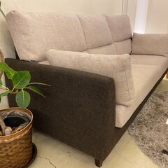 宇都宮でオシャレな家具を探すなら『オトワリバース！』ソファ 3.0Pソファ ファブリック ベージュ×ブラウン 東京インテリア購入品 中古品
