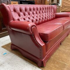 【愛品館 江戸川店】アンティーク調 本革 3人掛けソファ ID:156-018300-007