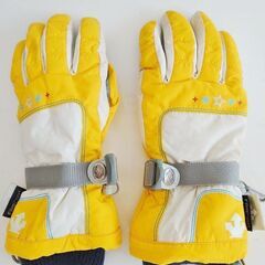 【DESCENTE】スキーグローブ手袋ジュニアLサイズ黄×白
