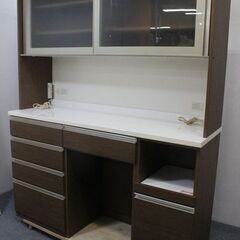 ニトリ キッチンボード リガーレ 幅160 組み合わせ モイス ソフトクローズ ブラウン系 NITORI 食器棚 中古家具 店頭引取歓迎 R4944)