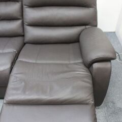 ニトリ 3人用電動本革テーブル付きリクライニングソファ ブラック NITORI  中古家具 店頭引取歓迎 R4986)