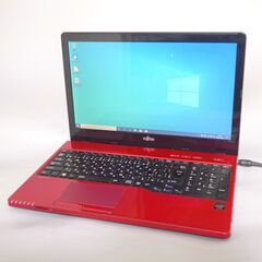 大容量HDD-1TB 中古美品 レッド 赤 ノートパソコン 15.6型 富士通 AH42/W