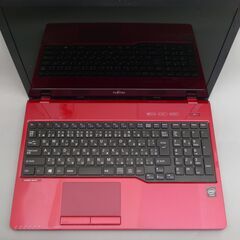大容量HDD-1TB 中古美品 レッド 赤 ノートパソコン 15.6型 富士通 AH42 