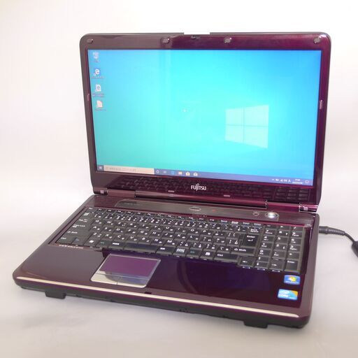 即使用可 あずき色 紫 ノートパソコン 15.6型 FUJITSU 富士通 NF/G50 中古良品 Core i3 4GB 500G DVDRW 無線 Wi-Fi Win10 Office