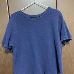 ユニクロ ワッフルクルーネックTシャツ 紺 XL