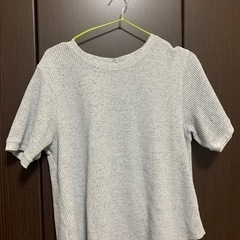 ユニクロワッフルクルーネックTシャツ グレー XL