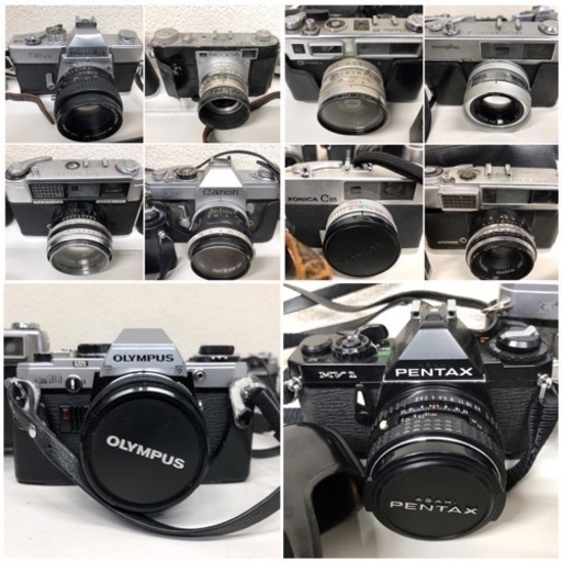 KT-34【昔のカメラ大量10台セット】MINOLTA OLYMPUS Konica YASHICA PENTAX Canon NEOCA ジャンク扱い