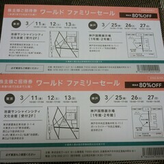 【無事受け渡し完了】ワールド　ファミリーセール　招待券