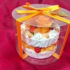 【ネット決済・配送可】プリザーブドフラワー　フラワーケーキ　オレンジ