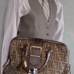 FENDI ズッカ柄ハンドバッグ 8BN069 ナイロンキャンバス・レザー