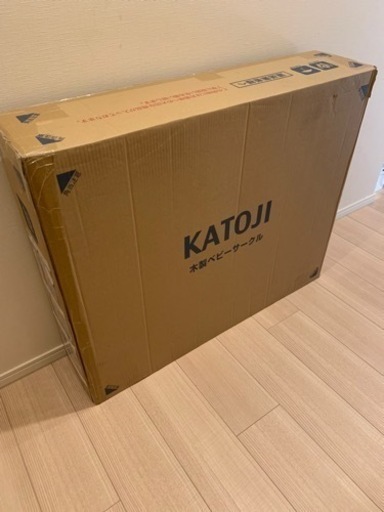 【新品・未使用・未開封】KATOJI 木製ベビーサークル 扉付 ホワイト