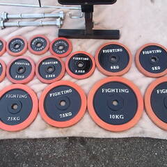 ファイティングロード ラバー バーベル/ダンベル 70kg+ベンチ+スクワット台