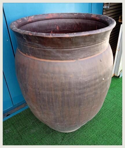 【埼玉県引き取り】特大/水瓶/水甕/高さ約88cm/陶器/古道具/骨董/メダカ/古美術/みずがめ/アンティーク/陶器口の幅内部約54cm\n奥行き約66cm