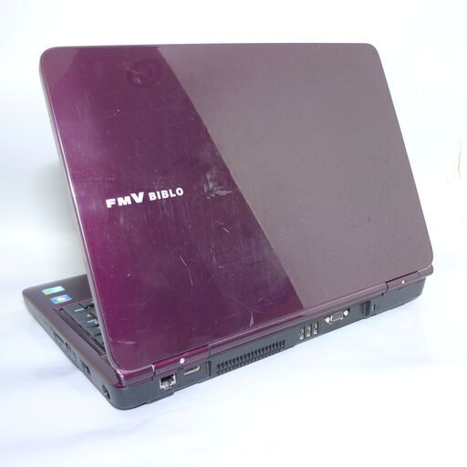 大容量HDD-640G あずき色 紫 ノートパソコン 15.6型 FUJITSU 富士通 NF/G50 中古良品 Core i3 4GB DVDRW 無線 WiFi Win10 Office